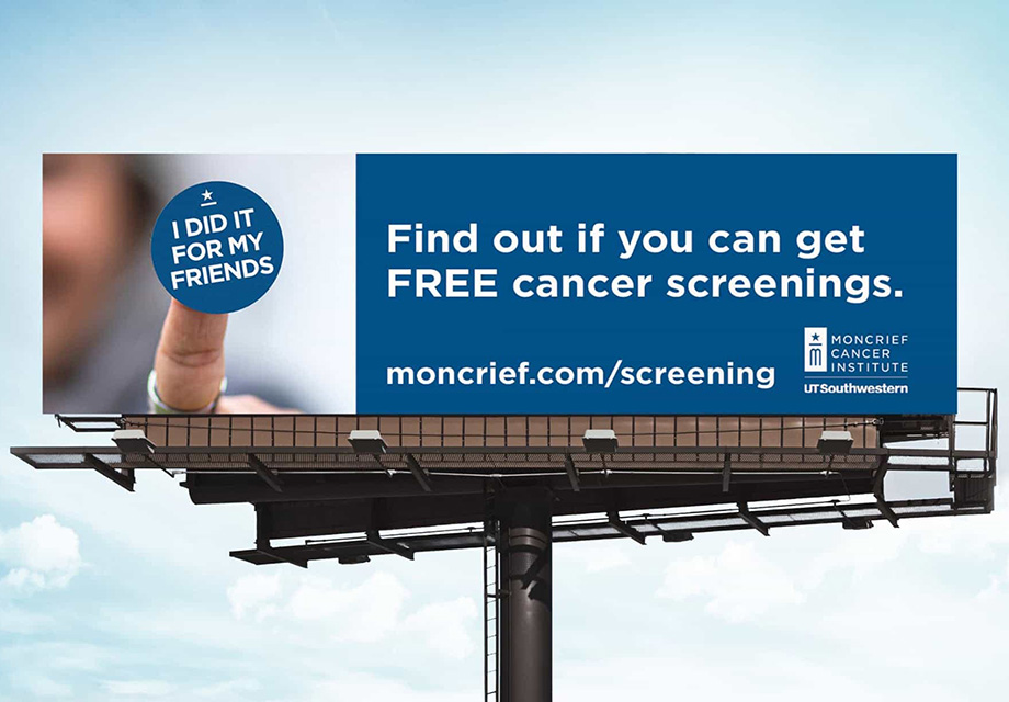 Outdoor advertising for healthcare marketing campaign promoting free cancer screenings